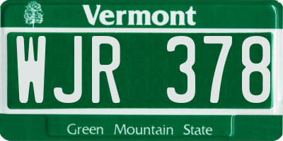 VT license plate WJR378