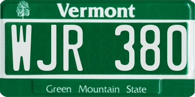 VT license plate WJR380