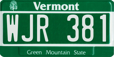 VT license plate WJR381