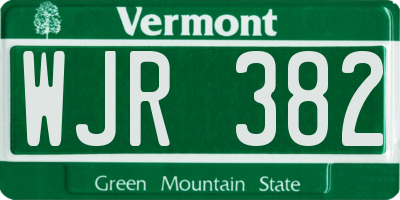 VT license plate WJR382