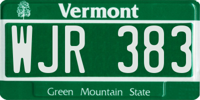VT license plate WJR383