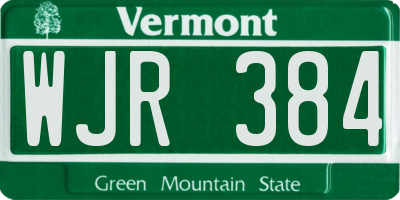 VT license plate WJR384