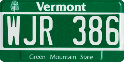 VT license plate WJR386