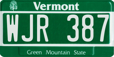 VT license plate WJR387