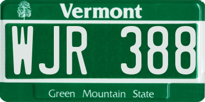 VT license plate WJR388