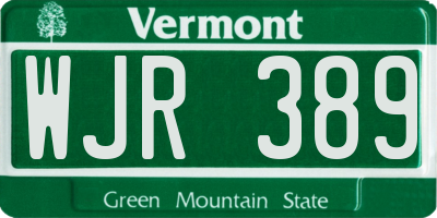 VT license plate WJR389