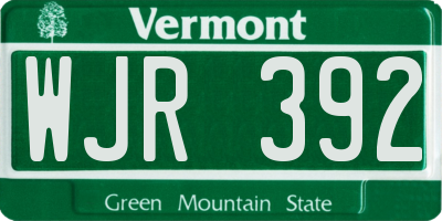 VT license plate WJR392