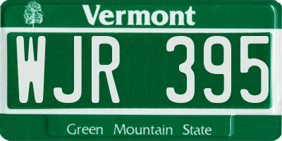VT license plate WJR395