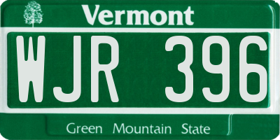 VT license plate WJR396