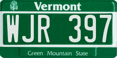 VT license plate WJR397