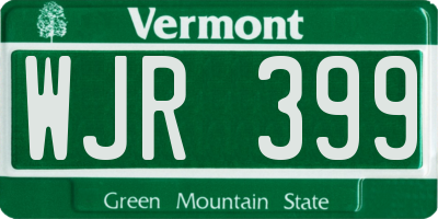 VT license plate WJR399