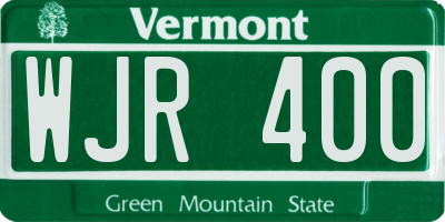 VT license plate WJR400