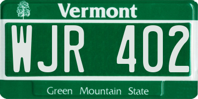 VT license plate WJR402