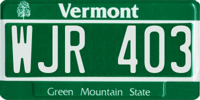 VT license plate WJR403