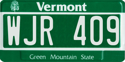 VT license plate WJR409