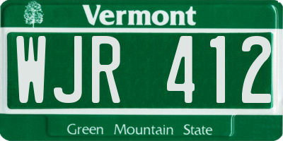 VT license plate WJR412