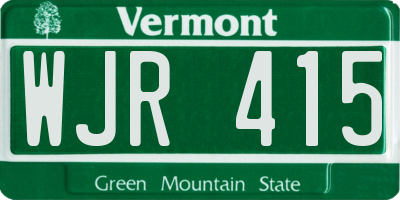 VT license plate WJR415