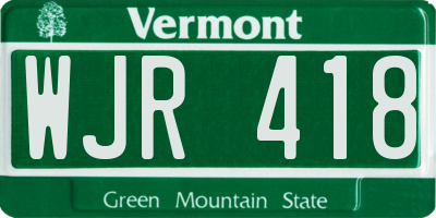 VT license plate WJR418