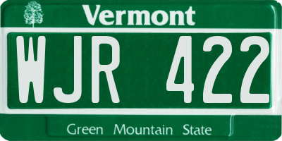 VT license plate WJR422