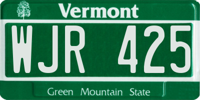VT license plate WJR425