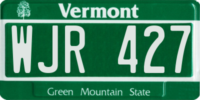 VT license plate WJR427