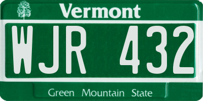 VT license plate WJR432