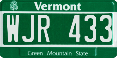 VT license plate WJR433