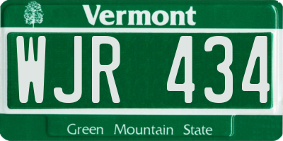 VT license plate WJR434