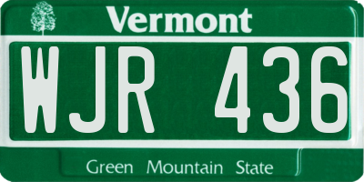 VT license plate WJR436
