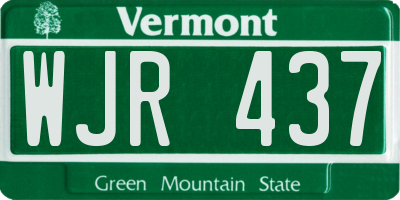 VT license plate WJR437