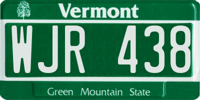 VT license plate WJR438
