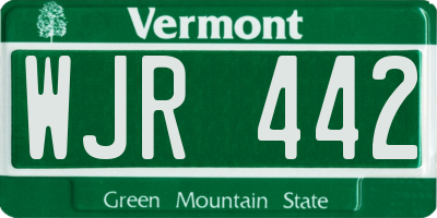 VT license plate WJR442
