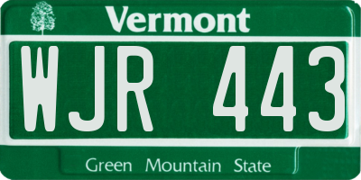 VT license plate WJR443