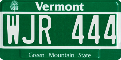 VT license plate WJR444
