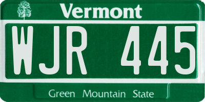 VT license plate WJR445