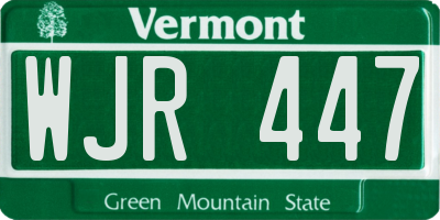 VT license plate WJR447