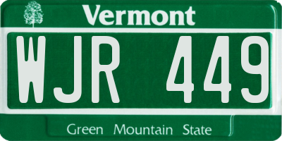 VT license plate WJR449