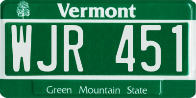 VT license plate WJR451
