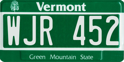 VT license plate WJR452
