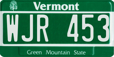 VT license plate WJR453