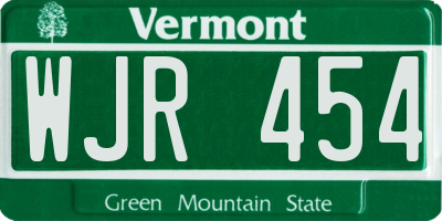 VT license plate WJR454