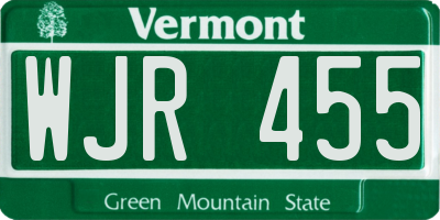 VT license plate WJR455