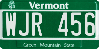VT license plate WJR456