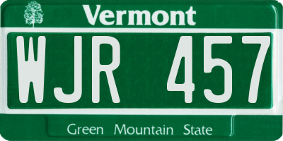 VT license plate WJR457