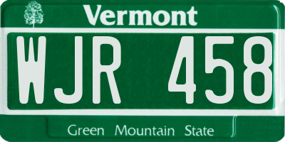 VT license plate WJR458