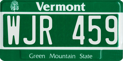 VT license plate WJR459