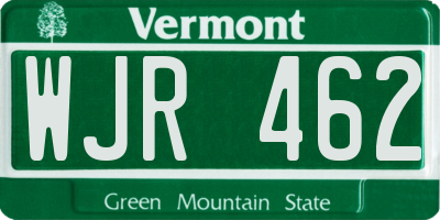 VT license plate WJR462