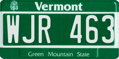 VT license plate WJR463