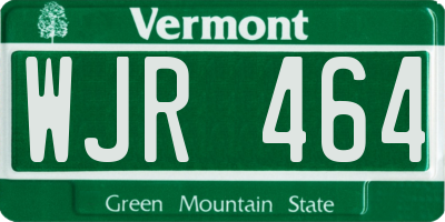 VT license plate WJR464