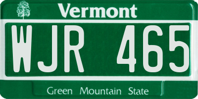 VT license plate WJR465